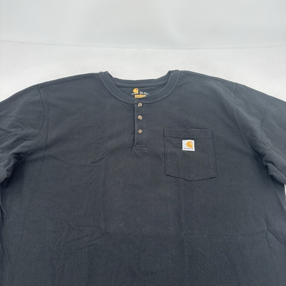 Carhartt Tall Black Short Sleeve Mens 2XL Henley Pocket T-Shirt K84 BLK Original - Picture 3 of 7